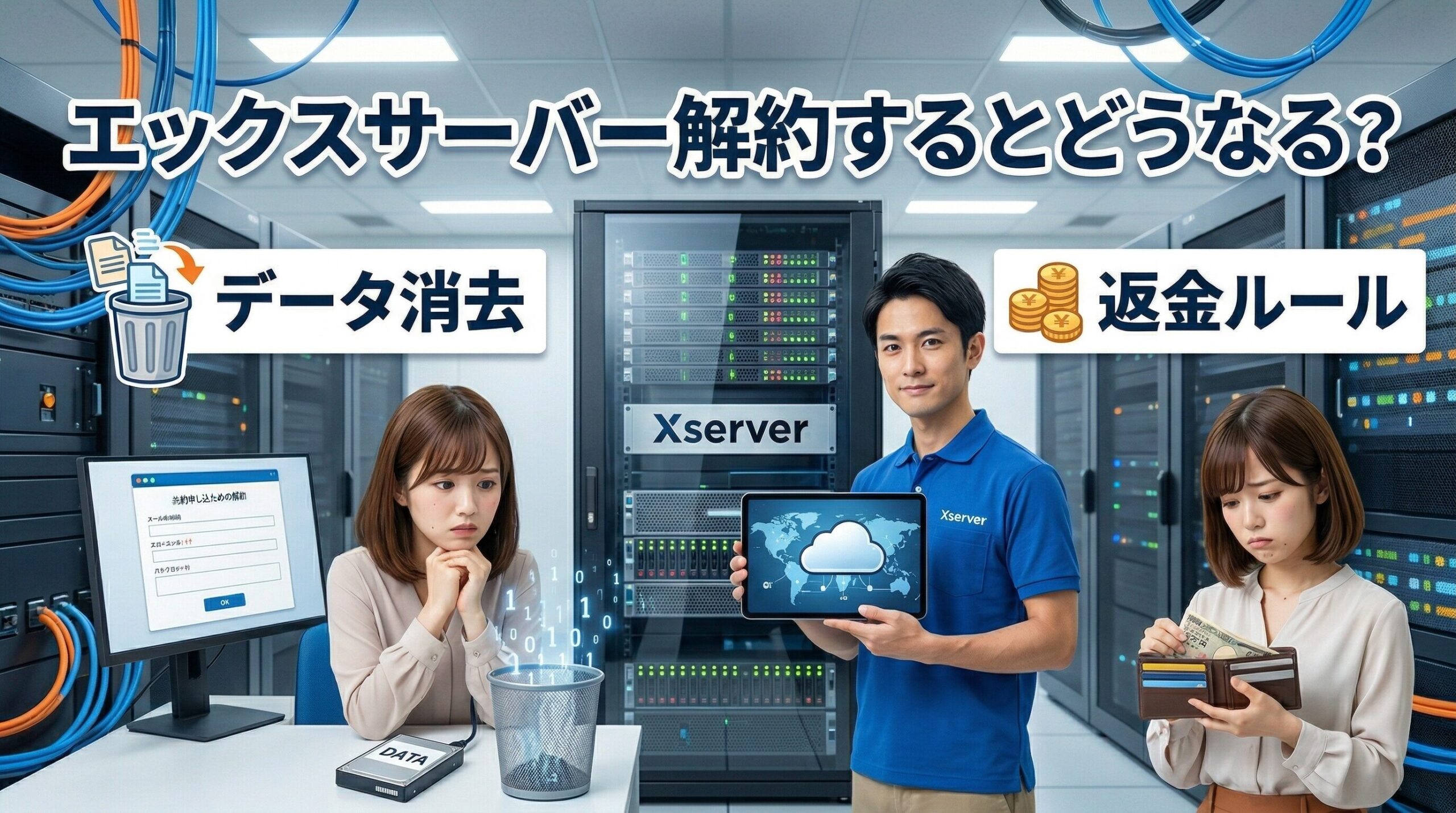 エックスサーバーを解約するとどうなる？データ消去や返金ルール